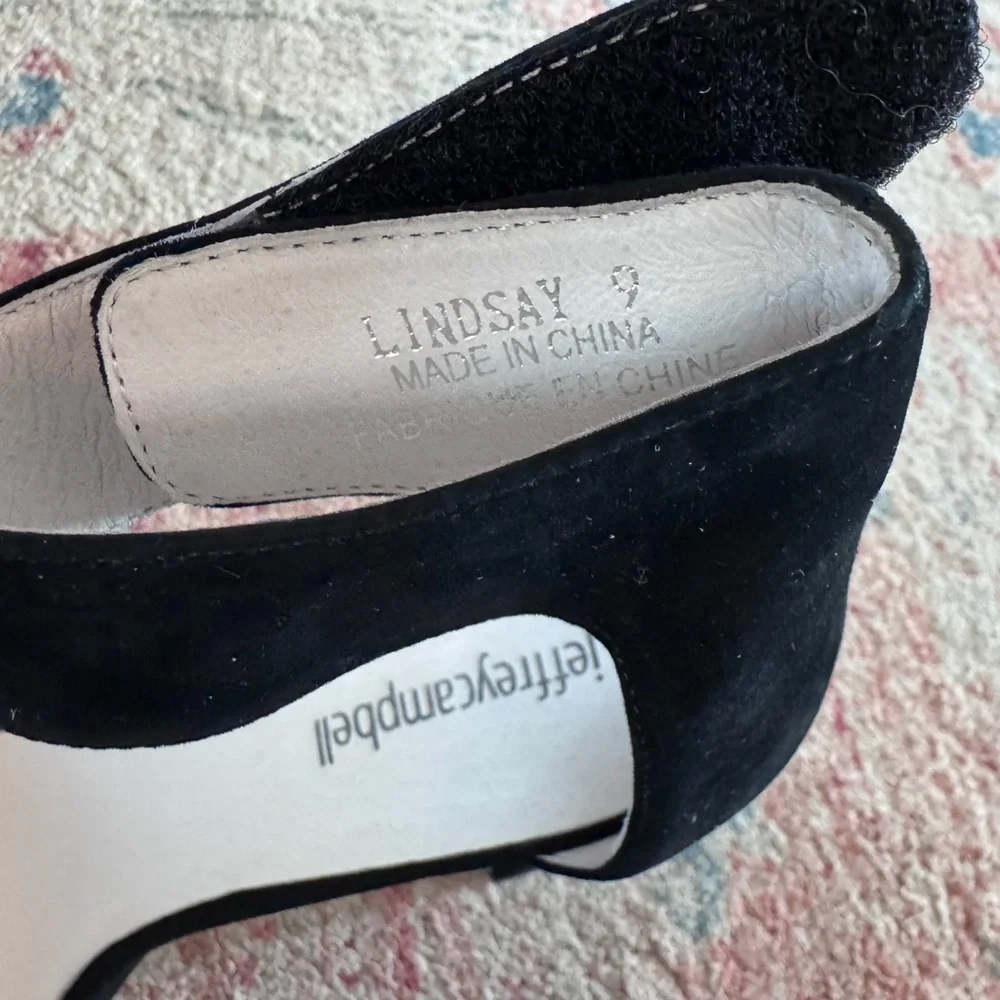 JEFFREY CAMPBELL Lindsay Faux Suede Block Heel Sandals Black Size 9
